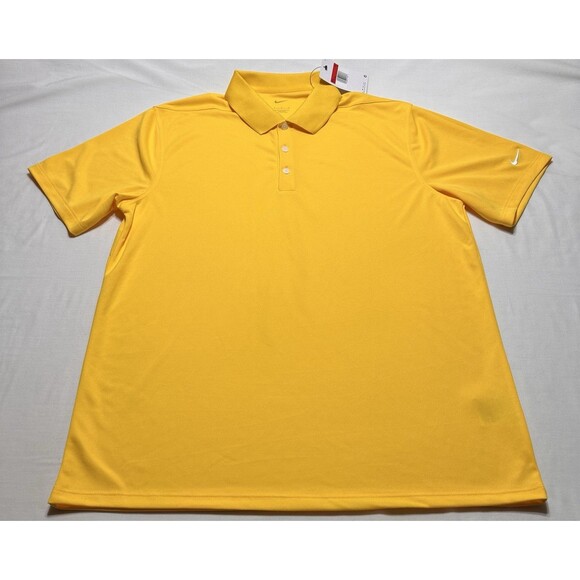 Nike Dri-FIT Micro Pique 2.0 Golf Polo Shirt Mens L Yellow NWT New *READ FLAW - Picture 1 of 11